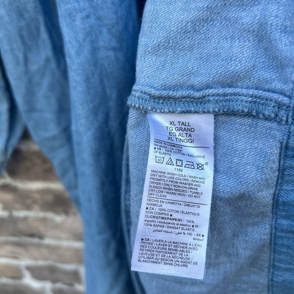 Old Navy XL Tall chambray Denim peasant Blue balloon puff Sleeve Dress - Picture 6 of 7